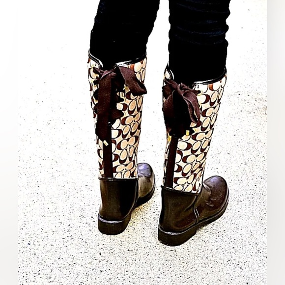 COACH TRISTEE CLASSIC ICONIC SIGNATURE LACE UP CORSET LOGO RAIN BOOTS SIZE 5B - Picture 6 of 8